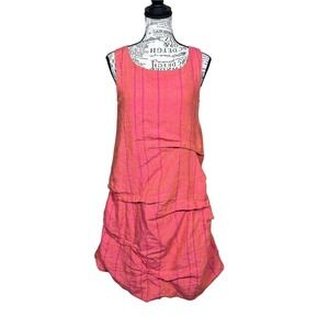 Chalet Coral-Pink Textured Sleeveless Dress‎